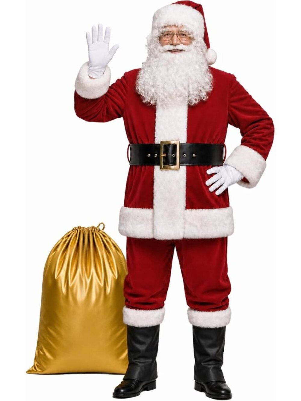 Deluxe 11pc Santa Suit Costume for Men - Perfect Christmas Holiday Outfit